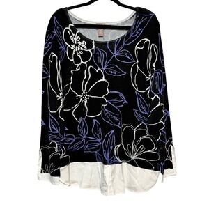 Chicos Size 3 Artsy Floral Layered Top Womens Large Classiccore French Girl